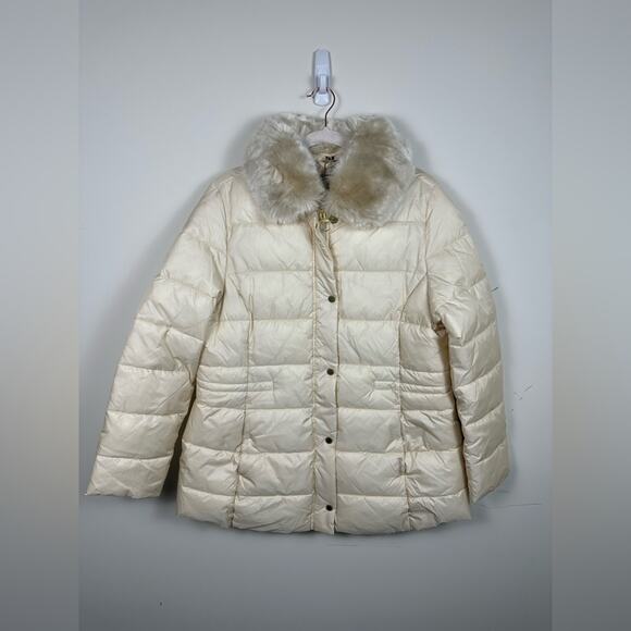 NWT Barbour Jacket Coat Fortmartine Quilt Fur Cream Size 14 - Picture 2 of 10